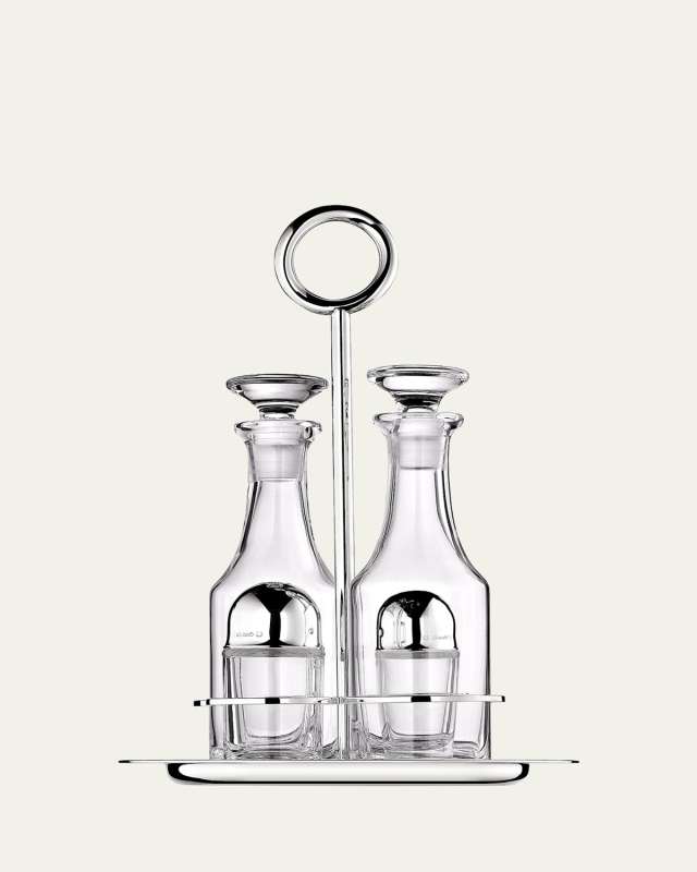 Vertigo Silver-Plated Oil & Vinegar Cruet Set with Stand